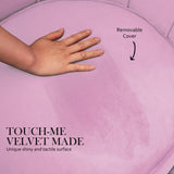 Armchair Lounge Chair Accent Velvet Shell Scallop Round Ottoman Footstool PINK V274-FT-VAC-ST-1596-PK