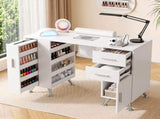 Artiss Manicure Table Nail Desk with Built-in Dust Collector Beauty Salon Station Drawers Shelves FUR-AD-MANICURE-3MOD-WH-AB