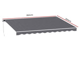 Instahut Retractable Folding Arm Awning Manual Sunshade 3.5M X 3M Grey AWN-B-ARM-35X30-GREY