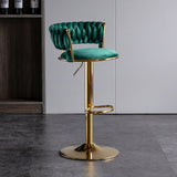 2x Height Adjustable Swivel Bar Stool Velvet Golden Base Barstools Chairs Padded Seat- Green V255-GP1762-GR