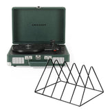 Crosley Cruiser Bluetooth Portable Turntable - Emerald Green Gadhouse Vinyl Rack Bundle - Black V398-CR8005FVR-EM4