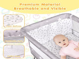 3-in-1 Grey Baby Bassinet Bedside Crib with Adjustable Height, Mosquito Net & Storage Basket LSB-59241
