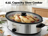 Devanti 6.5L Slow Cooker Electric Multi Cooker with 3 Heat Settings and Keep Warm Function SC-3G-6L-SI