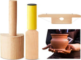 3 Pieces Pottery Clays Set Includes Wooden Paddles Sculpture Pad Bevel Cutter for Angle Cutting V1259-DP01-A-1209