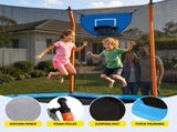 Everfit 12FT Kids Trampoline Rectangle Rebounder with Basketball Set Blue TRAMPO-C-8X12FT-BLOR-AB