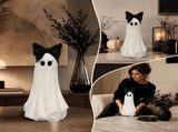 Halloween Ghost Figurine with Bow Large Tabletop Decoration for Front Porch Entryway Fireplace V1366-AZ2-W-13171