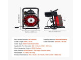 Drain Cleaner Machine 23m x 13mm, Sewer Snake Auger Manual Feed with 4 Cutters & Air-activated Foot V952-SDJJKLSGDSTJGDO6A002V3