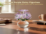 Crystal Purple Daisy Figurines, Crystal Flowers Daisy Decor, Small Paperweight Ornament with Present V1192-AZ-W-18399