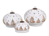 Christabelle 3 White Glass Christmas LED Light Up Spheres Gold Forest Table Decor Xmas Ornament 112_YAN400