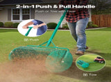 Compost Spreader, 24 in Wide Peat Moss Spreader with Push/Tow Handle, 4 Heights Adjustable, V952-GTSBJLSFMTCGHA1PR001V0