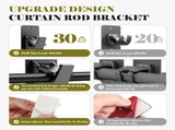 8 Pack Universal Curtain Rod Holders, No Drill Curtain Rod, Self Adhesive Curtain Rod V1107-115-82235-BLK-8PACK
