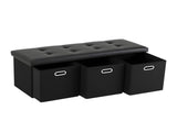 Artiss Storage Ottoman with 3 Cube Drawers Foot Stool Rest Foldable Black OTM-C-3DRS-PU-BK