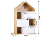 Artiss House Bookshelf 4 Tier Kids Storage Cabinet Shelf Unit White Pine FUR-AE-DS-HOU-WD
