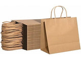 100 Pcs Brown Kraft Gift Bags With Handles, Medium Paper Bags for Craft Shopping Business Party V1237-MS-724-141