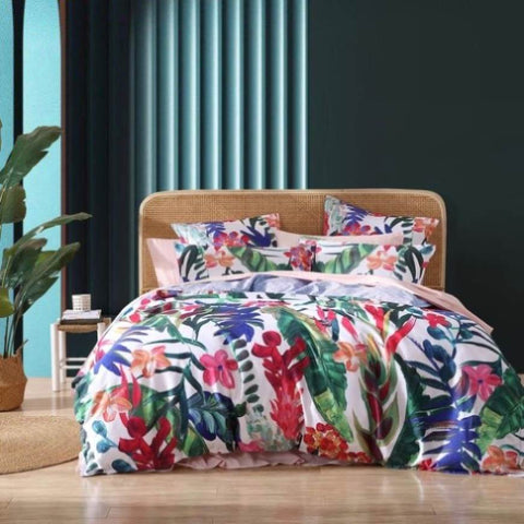 Logan and Mason 250TC Atherton Tropic Cotton Sateen Quilt Cover Set Super King V442-LED-QUILTCS-ATHERTON-TROPIC-SK