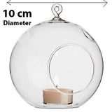 4 x Hanging Clear Glass Ball Tealight Candle Holder - 10cm Diameter / High - Wedding Globe V382-CLRBALL10CMX4