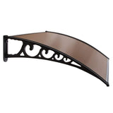 Instahut Window Door Awning 1mx2.4m Brown Hollow Sheet Plastic Frame AWN-PC6-1X24-BR