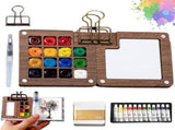 Mini Watercolor Paint Set for Travel - Portable Palette with 15 Grids - Watercolor Set V1188-MS101-02645-1