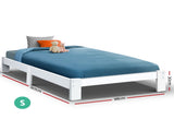 Artiss Bed Frame Single Size Wooden White JADE WBED-F-BASE-JADE-S