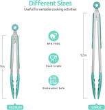 600F Heat Resistant 912 in Silicone Cooking Tongs with Non Stick Rubber Tips and 12" V1258-DP02-C-380