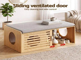 Artiss Pet Ottoman Footrest Bench with MDF Frame 100kg Capacity Natural FUR-AC-OTM-PET-WD