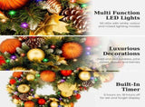 Christabelle 61cm Timeless Elegance Christmas Wreath Pre Lit Multi Function LED Gold Red Bauble 112_SENTE61