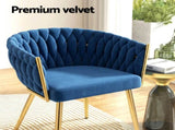 1 Set of 4 Artiss Dining Chairs Velvet Weaving Armchair Blue UPHO-C-DIN-01-VEL-BLX4