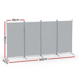 Artiss 4 Panel Room Divider Screen 345x180cm Fabric Grey RD-D-PLY-345-GY