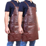 2x Pierre Cardin Professional Leather Apron Butcher Woodwork Barber - Chestnut V563-PC3433-CHESTNUT_2X