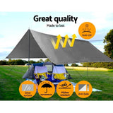 Instahut Tarp Tarpaulin 3.6x7.3m Canvas Camping Heavy Duty Sun Cover TARP-BKSI-36X73