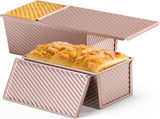 2-pack Pullman loaf pan with lid - 1 pound bread baking pan - non-stick coating for homemade V1188-MS101-00782-1