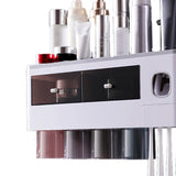 Wall Mounted Toothbrush Holder Multi Function Magnetic Absorption Bathroom Storage Rack with Drawer V1294-YM0716-3112220057116