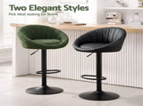 Artiss Bar Stool X2 Gas Lift Adjustable Rounded Shell Backrest PU Leather Black BA-TW-W1061-BKX2