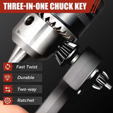 2 In 1 Drill Chuck Ratchet Spanner, 2026 New Drill Chuck Ratchet Wrench With 3 Interchangeable V1258-DP02-F-36