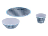 12Pcs/Set Tableware Set Dark Blue Grid Melamine Cup Bowl Plate for Home Restaurant Kitchen V1294-YM0901-3118210179311