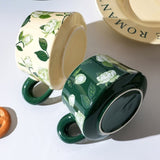 2X High-Fired Ceramic Porcelain Cup & Saucer Set 300ml Vintage Floral Tea Spoon GREEN V274-HA-LA-P0024822-GNYE
