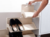 Combined Stackable Shoe Rack Space Saving Assembled Plastic Multi Layer Stackable Shoe Storage Rack V1294-YM0703-3117230085211