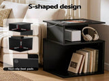 Artiss Bedside Table 2 Shelves S-Shaped Charging Station Black FUR-S-BS-02-BK