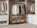 Portable Clothes Rack Coat Garment Stand Bamboo Rail Hanger Airer Closet V63-838131