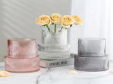 Transparent Modern Two-Tier Ribbed Glass Vase - Elegant Cylindrical Flower Centrepiece for Home V888-ELOSUNG32844