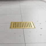 15x15cm Square Shower Drain with Grid Pattern Grate Brushed Gold 304SS, CUPC Certified with Hair V63-955611