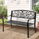 Gardeon Outdoor Garden Bench Seat Steel Outdoor Furniture 3 Seater Park Black GB-STEEL-XG201-BK