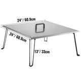Fire Pit Heat Deflector Fire Pit Pan Cover Stainless Steel Foldable Legs V952-DTRSHPG24241363ZNV0