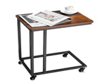 C Table, C Shaped Sofa Side Table with Metal Frame Rolling Casters, Portable C Shaped End Stand for V952-CZ1JT1CBHB208HKNP001V0