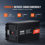 VEVOR Modified Sine Wave Inverter, 5000W, DC 12V to AC 230V Power Inverter with 2 AC Outlets 2 USB V952-XZXNBQ5000WXZA35WV3