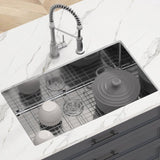 Kitchen Sink, 304 Stainless Steel Drop-In Sinks, Undermount Single Bowl Basin with Accessories V952-QRSSCTXPDCY32WYR7V0