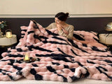 Class A Rabbit Fur Blanket Thickened Blanket Warm Blanket Home Decor Blanket - Pink - Size L V1347-114-50076-PNK-L220-240CM