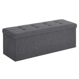 SONGMICS 110cm Folding Storage Ottoman Bench Foot Rest Stool Dark Gray V227-8498402100580