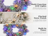 Christabelle 61cm Alpine Snow Christmas Wreath Pre Lit Multi Function LED Timer Pinecone Front 112_WFLAS61