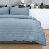 Ardor Carter Mineral Blue Embossed Vintage Washed Geometric Quilt Cover Set King V442-INT-QUILTCS-CARTER-MINERALBLUE-KI